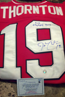 Joe Thornton Signed Red 2010 Olympic Canada Jersey Frozen Pond